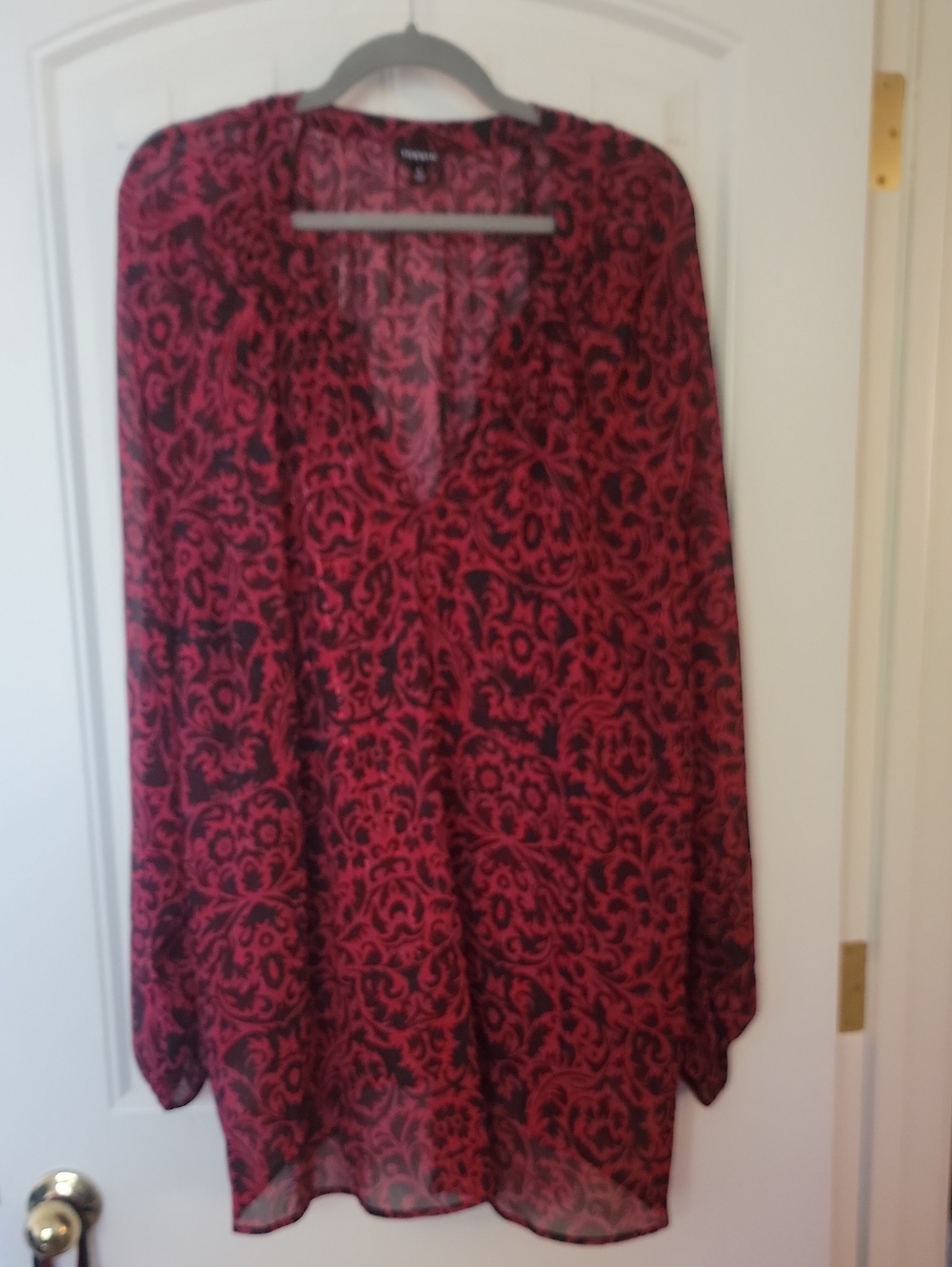 torrid Red and Black Sheer Printed Blouse
